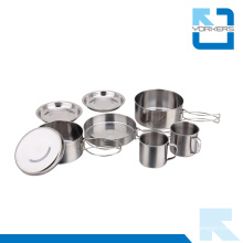 stainless Steel Outdoor Cooking Pot with Bowls for Camping